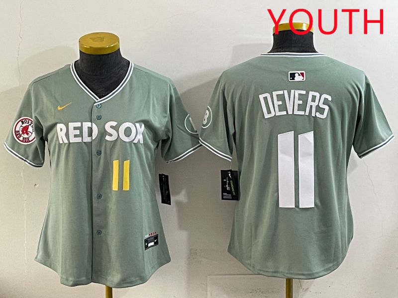 Youth 2025 Boston Red Sox #11 Devers Light Green Joint Name Nike MLB Jersey style 4->youth mlb jersey->Youth Jersey